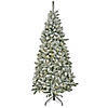 National Tree Company 7.5 ft. Artificial Snowy Chatham Slim Hinged Christmas Tree, Pre-Lit with PowerConnect Dual Colored LED Lights, Plug In Image 1
