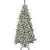 National Tree Company 9 ft. Artificial Snowy Chatham Slim Hinged Christmas Tree, Pre-Lit with PowerConnect Dual Colored LED Lights, Plug In Image 1