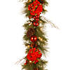 National Tree Company 9 ft. Hydrangea Garland with Battery Operated Warm White LED Lights Image 1