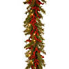 National Tree Company 9 ft. Valley Pine Garland with Battery Operated Warm White LED Lights Image 1