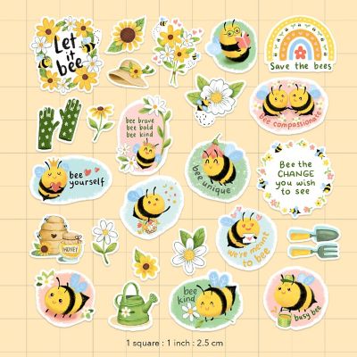Navy Peony Honey Bee Spring Stickers Image 1