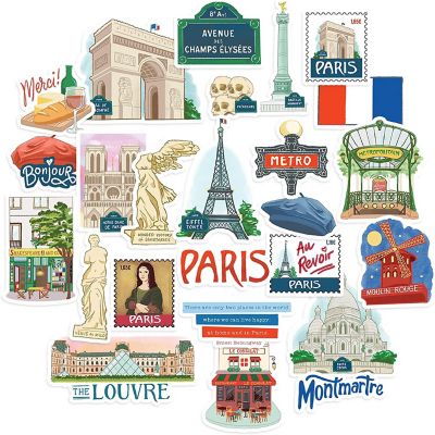 Navy Peony Passionate Paris City Travel Stickers Image 1