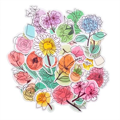 Navy Peony Pastel Spring Flowers Stickers Image 1
