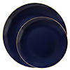 Navy with Gold Rim Organic Round Disposable Plastic Dinnerware Value Set (40 Dinner Plates + 40 Salad Plates) Image 1