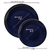 Navy with Gold Rim Organic Round Disposable Plastic Dinnerware Value Set (40 Dinner Plates + 40 Salad Plates) Image 2
