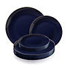 Navy with Gold Rim Organic Round Disposable Plastic Dinnerware Value Set (40 Dinner Plates + 40 Salad Plates) Image 3