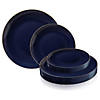 Navy with Gold Rim Organic Round Disposable Plastic Dinnerware Value Set (40 Dinner Plates + 40 Salad Plates) Image 4