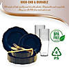 Navy with Gold Rim Round Blossom Disposable Plastic Dinnerware Value Set (120 Settings) Image 3