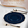 Navy with Gold Rim Round Blossom Disposable Plastic Dinnerware Value Set (120 Settings) Image 4
