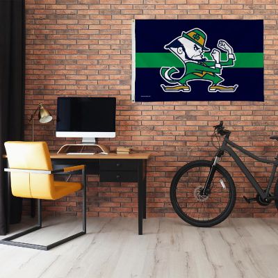 NCAA Rico Industries Notre Dame Fighting Irish Green Stripe 3' x 5' Banner Flag Single Sided Image 1