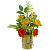 Northlight 13" potted ranunculus and rose floral spring table top decoration Image 1