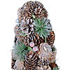 Northlight 16.5" Glittered Green and Brown Pinecone Berry Christmas Tree Image 2