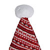 Northlight 17" Red and White Nordic Striped Santa Hat With Pom Pom Image 1