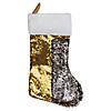 Northlight 19" Gold and Silver Sequin Christmas Stocking With White Faux Fur Cuff Image 2