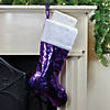 Northlight 2' Purple Reversible Sequined Christmas Stocking with Faux Fur Cuff Image 1