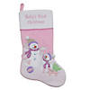 Northlight 21" Light Pink Baby's First Christmas Velveteen Snowmen Christmas Stocking Image 1