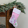 Northlight 21" Light Pink Baby's First Christmas Velveteen Snowmen Christmas Stocking Image 1