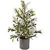 Northlight 24" Green and White Berry Christmas Potted Artificial Plant with Glitter Frost Image 1