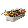 Northlight 26" Autumn Harvest Sunflower 3-Piece Candle Holder in a "Grateful" Rustic Wooden Box Centerpiece Image 3
