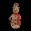 Northlight - 28" Pre-Lit Champagne Gold and Red Glittered Snowman Outdoor Christmas Yard Decor Image 2