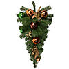 Northlight 30" Green Foliage and Ornaments Artificial Christmas Teardrop Swag  Unlit Image 1