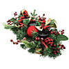 Northlight 30" Green Pine Triple Candle Holder with Bows and Plaid Christmas Ornaments Image 2