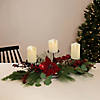 Northlight 32" Triple Candle Holder with Red Berry and Poinsettia Christmas Decor Image 2