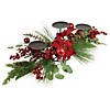 Northlight 32" Triple Candle Holder with Red Berry and Poinsettia Christmas Decor Image 3