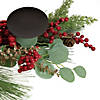 Northlight 32" Triple Candle Holder with Red Berry and Poinsettia Christmas Decor Image 4