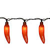 Northlight 35-Count Orange Chili Pepper Patio String Light Set 22.5ft Brown Wire Image 1