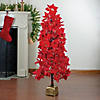 Northlight 4' Pre-Lit Fiber Optic Color Changing Red Poinsettia Christmas Tree Image 1