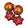 Northlight 4" Red Stars and Amber Orange Balls Glass Christmas Ornaments, Set of 4 Image 1