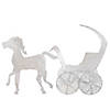 Northlight - 57" Pre-Lit White 3D Horse and Carriage Christmas Yard Decor Image 1