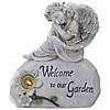 Northlight 9.25" Gray Solar Powered "Welcome to Our Garden" Angel Outdoor Garden Statue Image 1