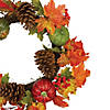 Northlight Leaves  Pine Cones and Pumpkins Artificial Fall Harvest Wreath - 20-Inch  Unlit Image 2