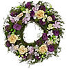 Northlight purple and green floral  berries and twig artificial spring floral wreath  14-inch Image 1