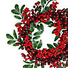 Northlight Red Berries and Two-Tone Green Leaves Artificial Christmas Wreath - 18-Inch  Unlit Image 2