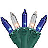 Northlight Set of 100 Blue & Clear Mini Christmas Lights 2.5" Spacing - Green Wire Image 1