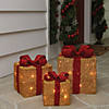 Northlight - Set of 3 Gold and Red Gift Boxes with Bows Lighted Christmas Outdoor Decorations Image 2