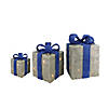 Northlight - Set of 3 Silver and Blue Lighted Gift Boxes Outdoor Christmas Yard Decor Image 1