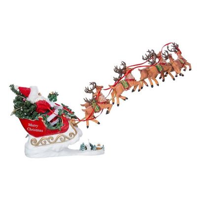 Now Dash Away All Musical Santa with Reindeer Fabriche Christmas Figurine Set Image 1