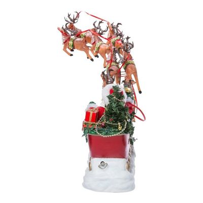 Now Dash Away All Musical Santa with Reindeer Fabriche Christmas Figurine Set Image 2