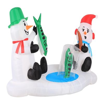 Occasions 6' INFLATABLE SNOWMEN ICE FISHING, 6 ft Tall, Multicolored Image 1