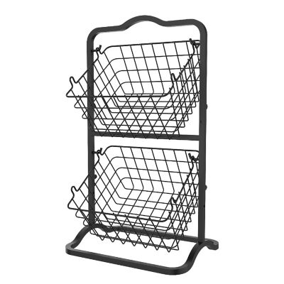 Oceanstar 2-Tier Storage Kitchen Wire Basket Stand, Black Image 1