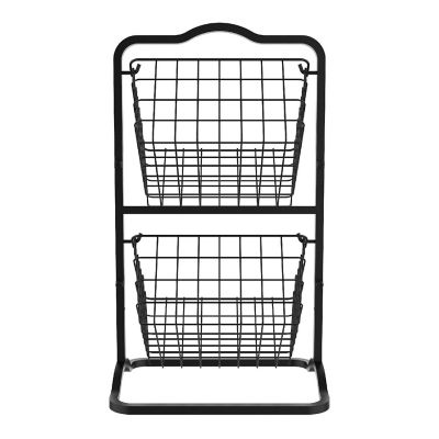 Oceanstar 2-Tier Storage Kitchen Wire Basket Stand, Black Image 1