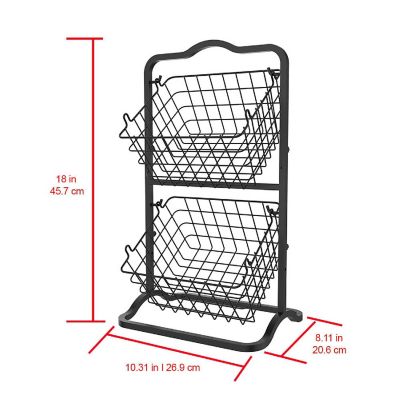 Oceanstar 2-Tier Storage Kitchen Wire Basket Stand, Black Image 2