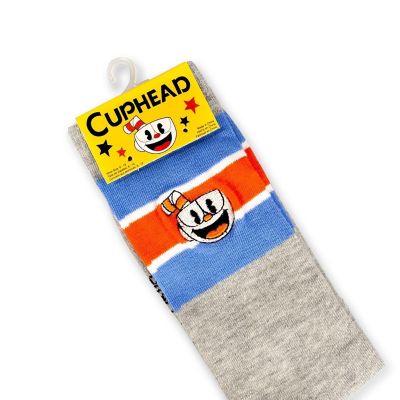 OFFICIAL Cuphead Striped Grey Crew Socks  Soft Socks Perfect for Cuphead Fans Image 3