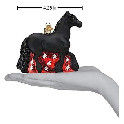 Old World Christmas #12589 Glass Blown Ornament Friesian Horse, 4.25" Image 3