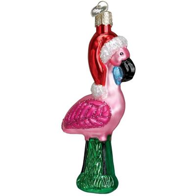 Old World Christmas 16032 Glass Blown Yard Flamingo Ornament Image 1