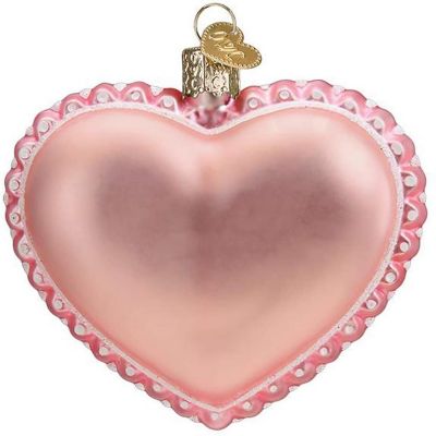 Old World Christmas 30059 Glass Blown Baby Girls Footprint Heart Ornament Image 1